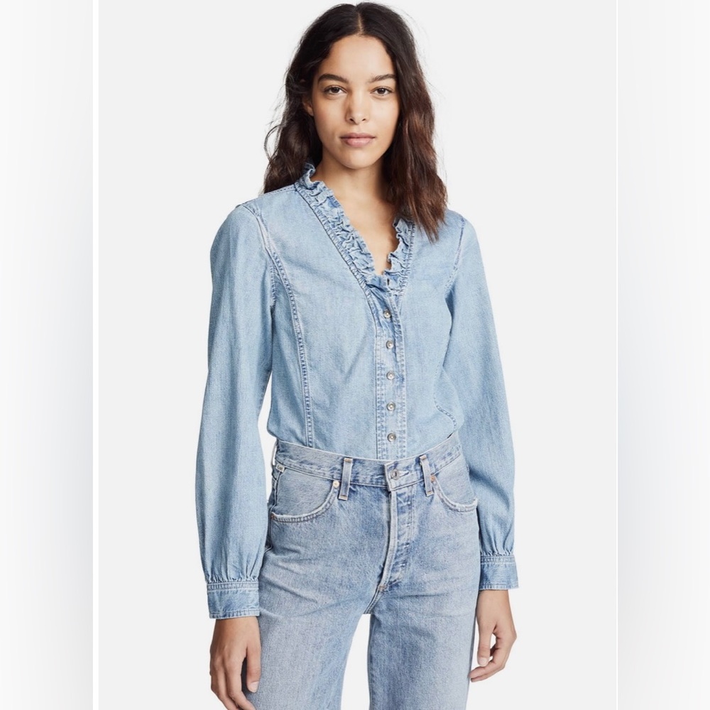 La Vie by Rebecca Taylor ruffled denim shirt jacket